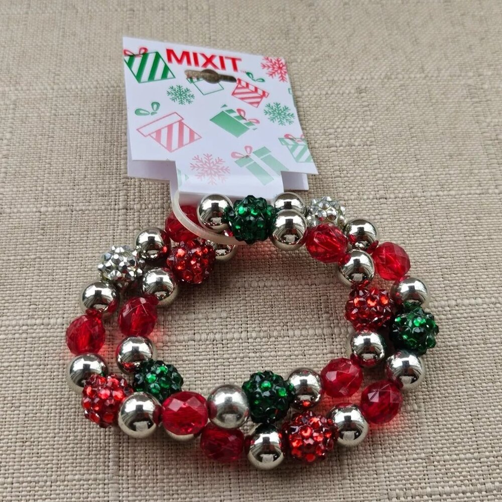 Mixit Holidays Bracelet Christmas Wrist Band Stretched Band Lot of 2 NWT